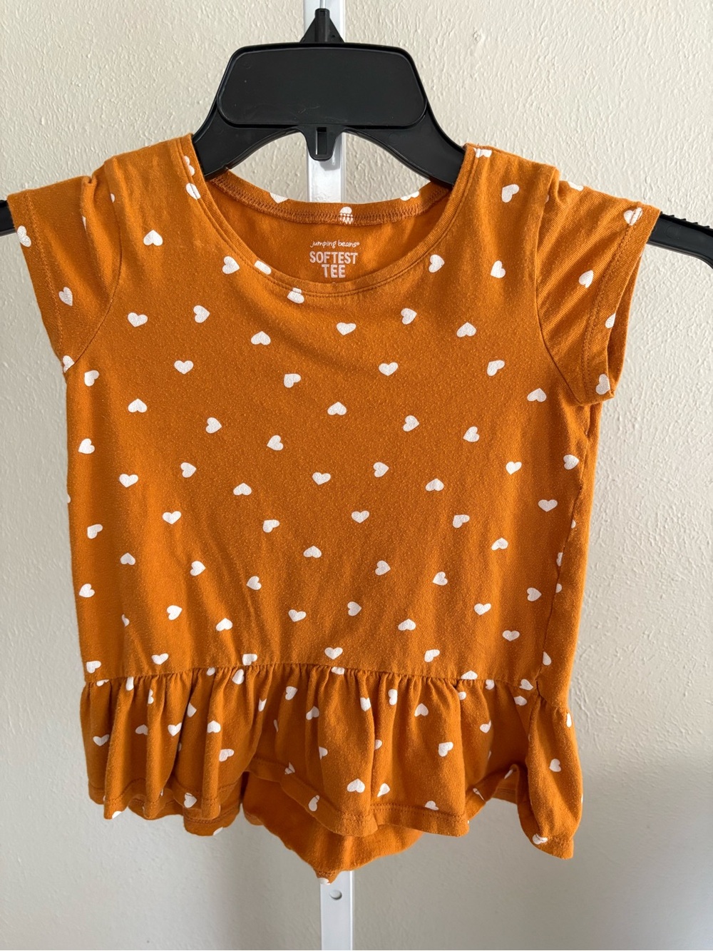 jumping beans Orange Heart Peplum Short Sleeve Tee Childs Size 5